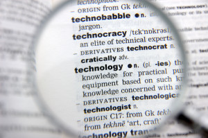 Definition of technology emphasized by a magnifying glass